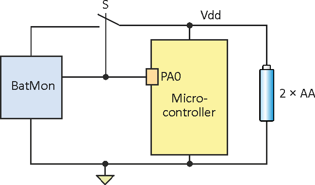 Microcontroller Battery Monitor Circuit Needs Only One Pin