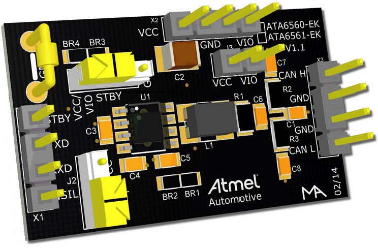 The ATA6560-EK, ATA6561-EK development board