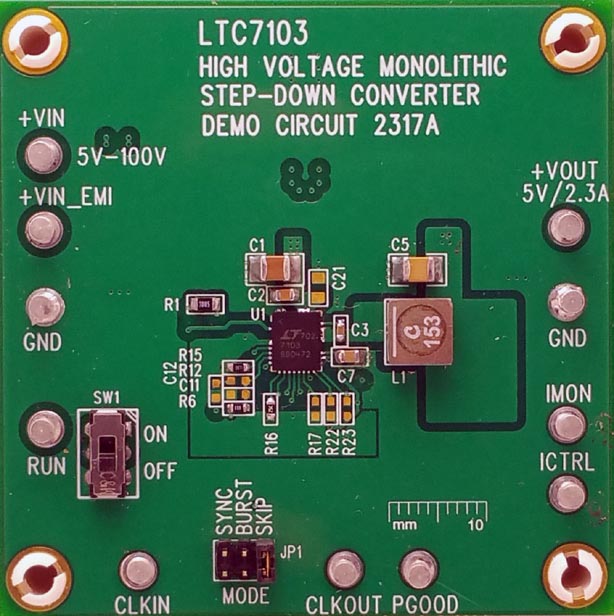 DC2317A - 105 V, 2.3 A Low EMI Synchronous Step-Down Regulator Demo Board