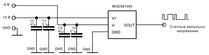 Схема включения датчиков гамма-излучения MOD501495