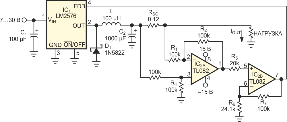 Lm2576t adj схема регулятора напряжения