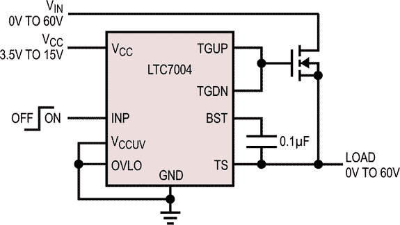 High Voltage, High Side Switch with 100% Duty Cycle