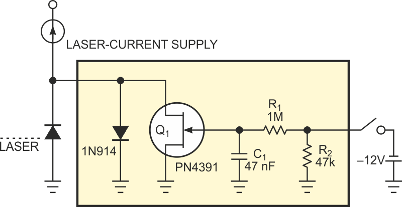 Improved laser-diode-clamp circuit protects against overvoltages