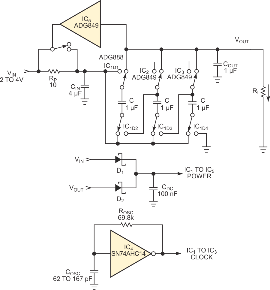 Switched-capacitor voltage multiplier achieves 95% efficiency