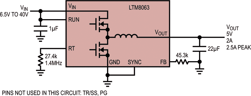 5 VOUT from 6.5 VIN to 40 VIN Step-Down Converter