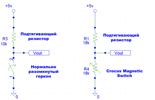 Отличие чувствительных элементов в реальном герконе и в CT51x