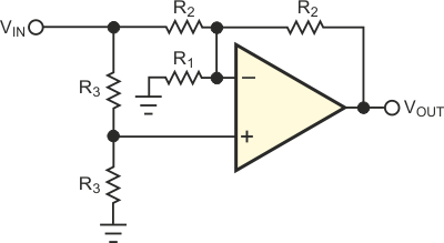 Noninverting op-amp circuit has simple gain formula