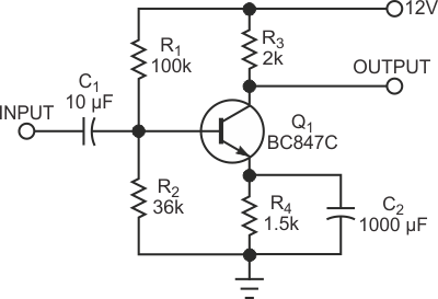 Diode compensates distortion in amplifier stage