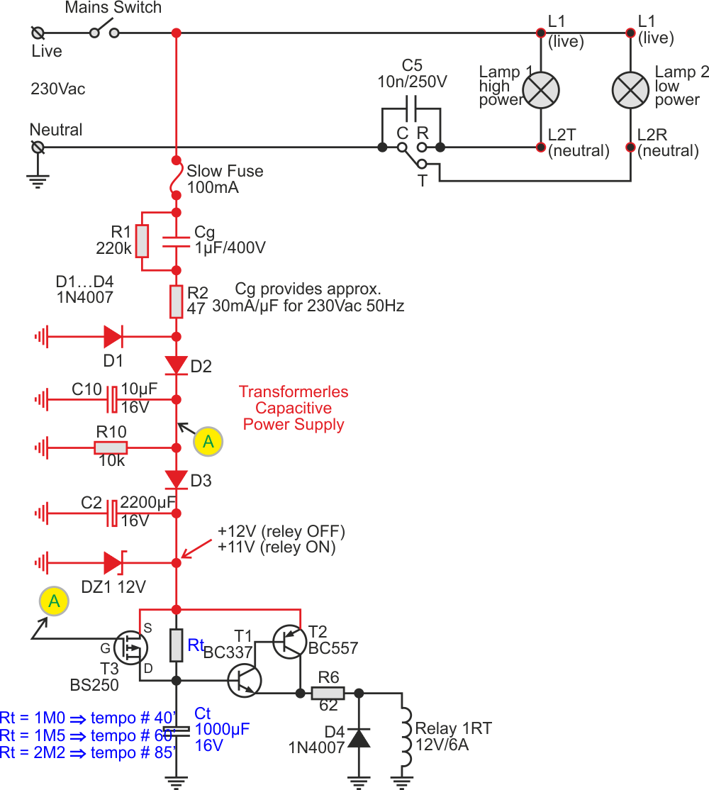 Using One Mains Switch to Control Two Lamps