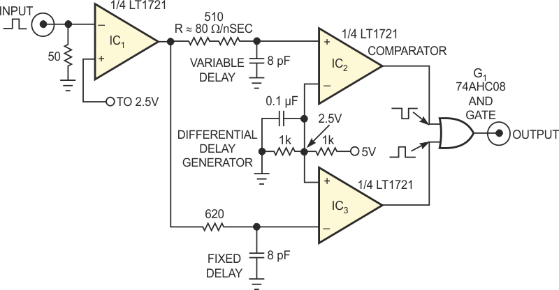 Simple nanosecond-width pulse generator provides high performance