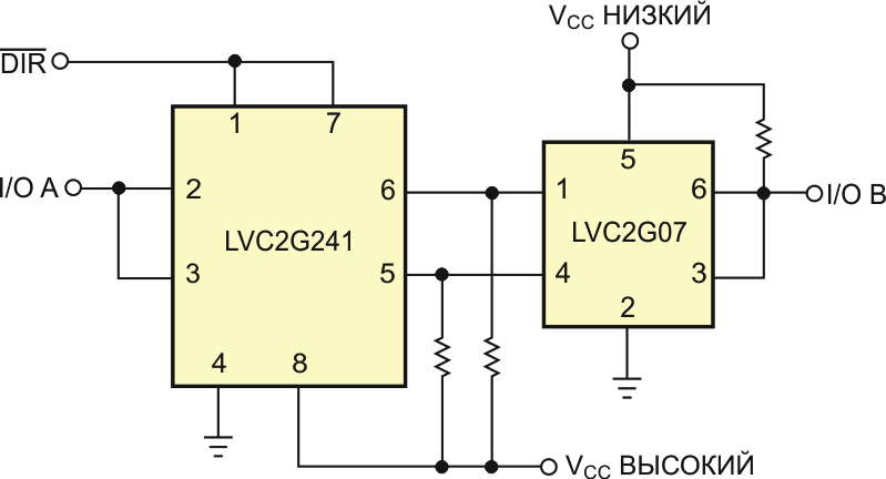 Двунаправленная схема сдвига уровня на двух элементах PicoGate