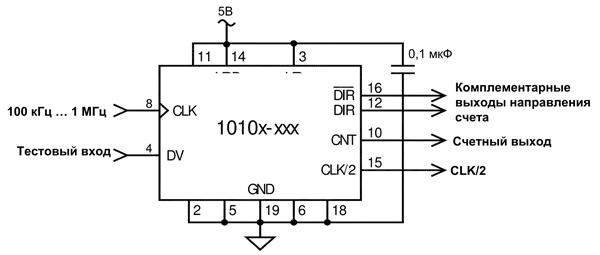 Схема включения акселерометров со счетным выходом семейства 1410