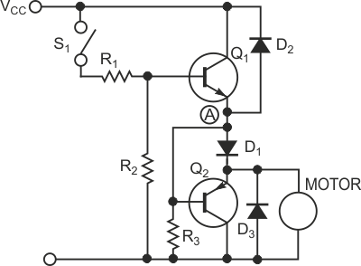 Circuit forms dc-motor switch with brake