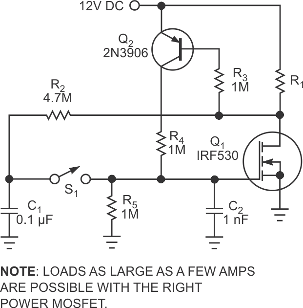 Simple toggle circuits illustrate low power-MOSFET leakage