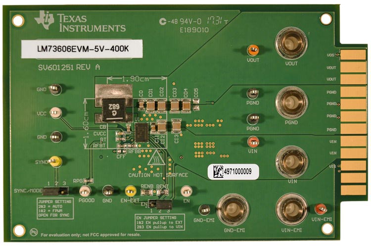 LM73606EVM-5V-400K - плата оценочного модуля синхронного понижающего преобразователя