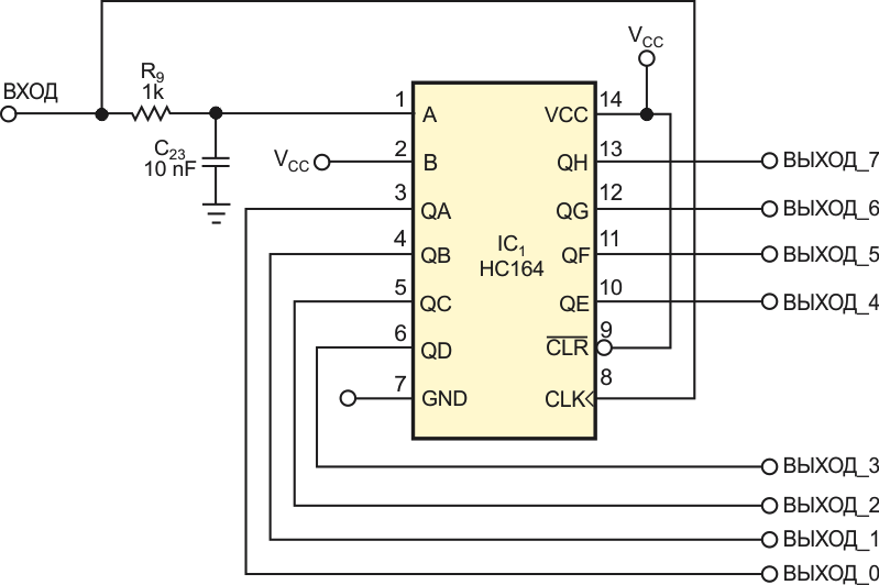 RC-фильтр нижних частот расширяет выходной порт микрокомпьютера