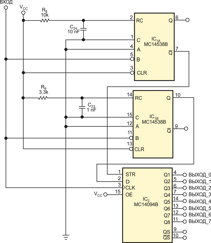 RC-фильтр нижних частот расширяет выходной порт микрокомпьютера