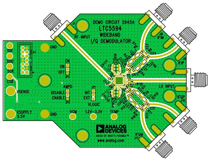 Demonstration circuit 2645A for the LTC5594 demodulator