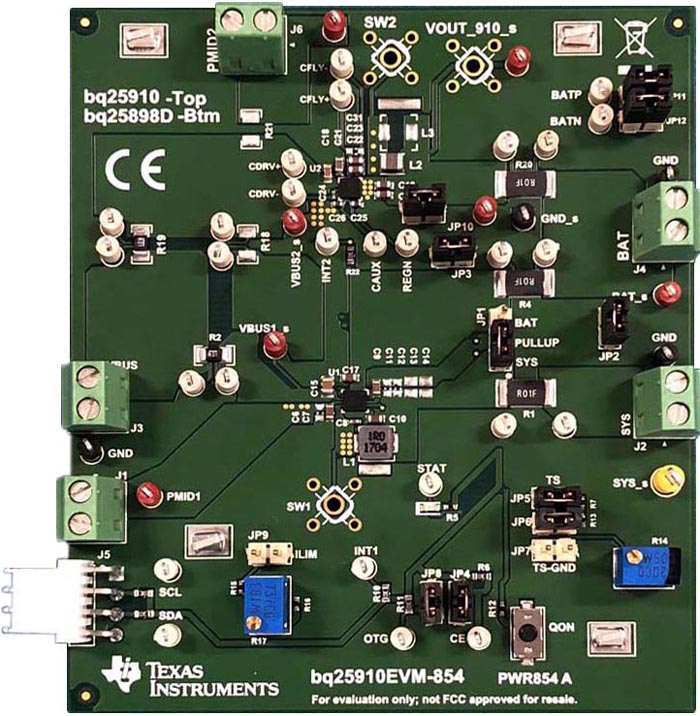 Оценочный модуль зарядного устройства BQ25910EVM-854 на микросхеме bq25910