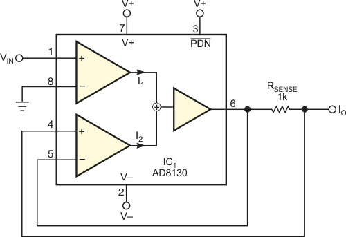 Bipolar current source maintains high output impedance at high frequencies
