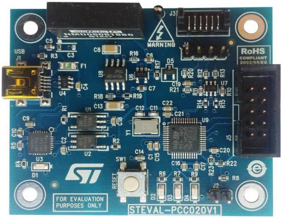 Оценочная плата STEVAL-PCC020V1 для контроллера STNRG011 с мостом I2C/UART