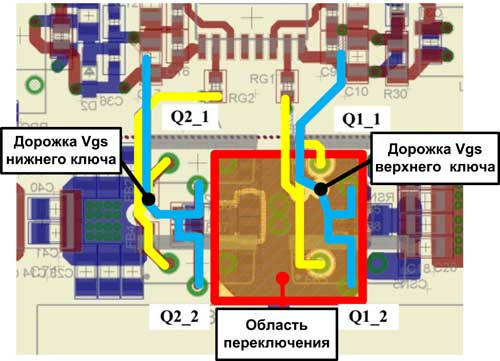 опология печатной платы с двумя параллельными TPH3206PS