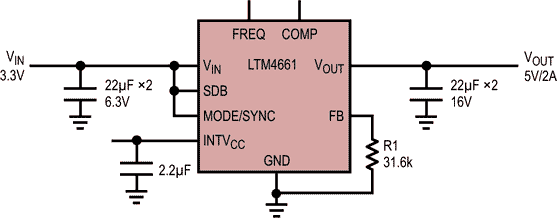5 V/2 A DC/DC Step-Up μModule Regulator