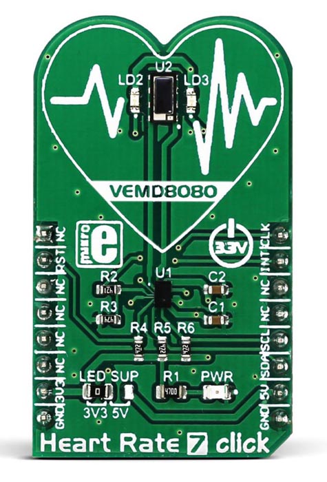 Optical Biosensor Click Board Heart Rate 7 Click