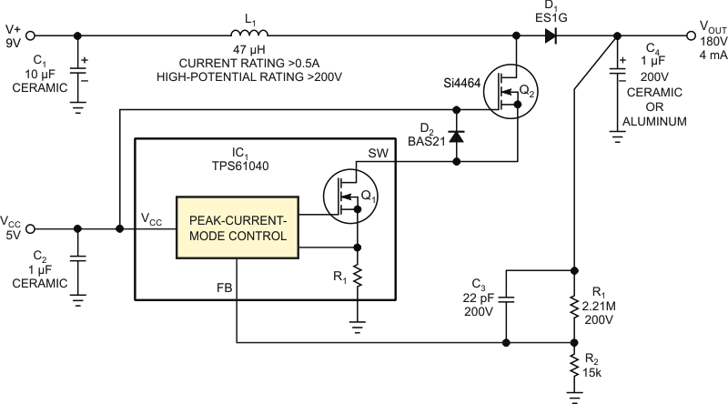 Cascode MOSFET increases boost regulator's input- and output-voltage ranges