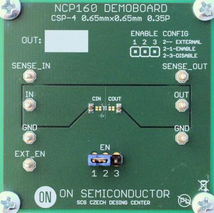 Оценочная плата NCP160FCT2GEVB ультрамалошумящего LDO регулятора с высоким PSRR и выходным током 250 мА