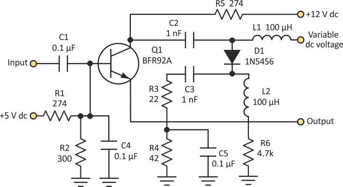 Use Variable DC Voltage To Control 70-MHz Output Phase Shifter