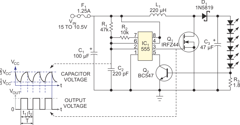Power an LED driver using off-the-shelf components