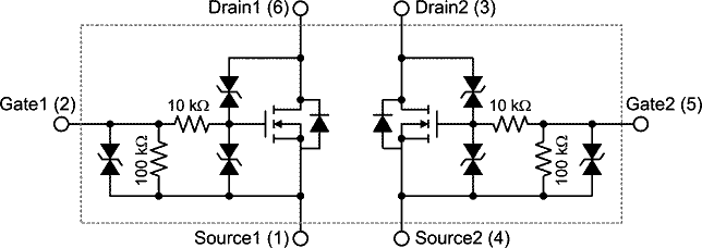 The SSM6N357R Internal Schematic