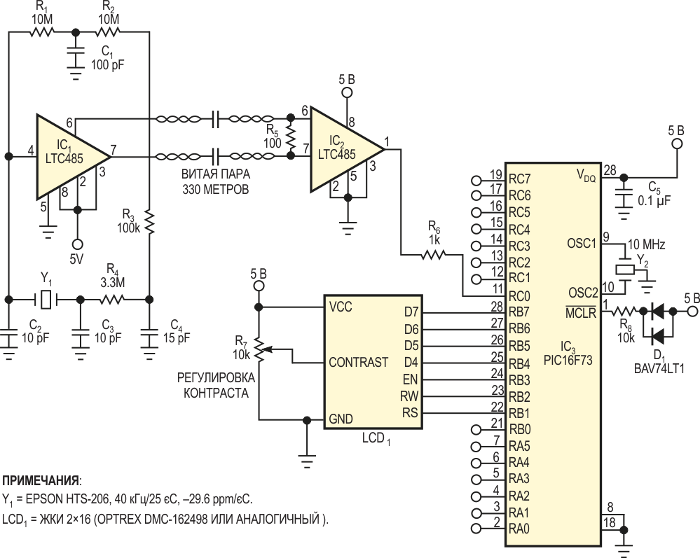 Дистанционный термометр на основе кварцевого резонатора с прямой индикацией в градусах Цельсия