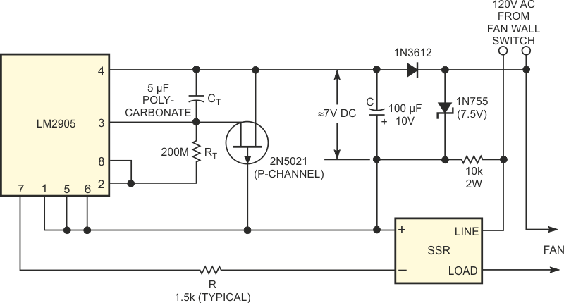 Simple circuit times bathroom fan