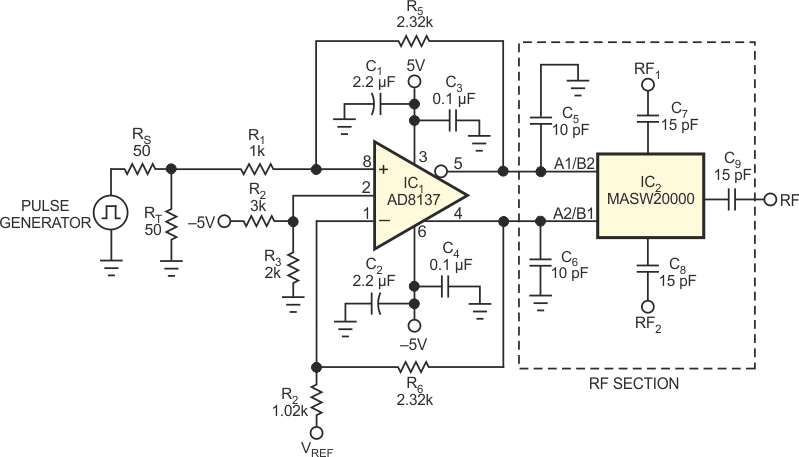 Differential driver doubles as versatile RF-switch driver