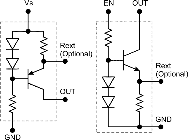 Internal Device Schematics: BCR401, BCR402, BCR405 (left); BCR420, BCR421 (right)