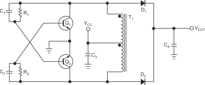 Voltage doubler uses inherent features of push-pull dc/dc converter