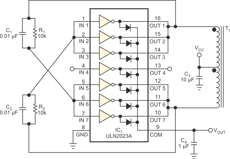 Voltage doubler uses inherent features of push-pull dc/dc converter
