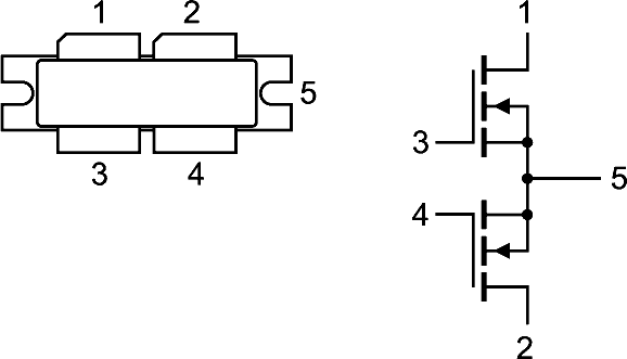 Графическое обозначение и упрощенное изображение корпуса транзистора BLF189XRA