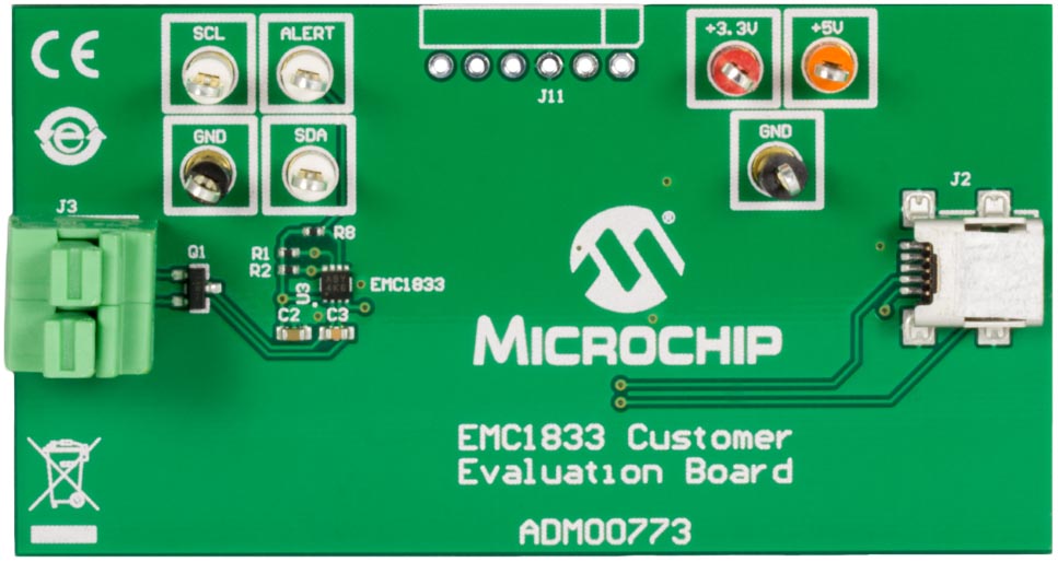 EMC1833 Remote Temperature Sensor Evaluation Board (ADM00773)