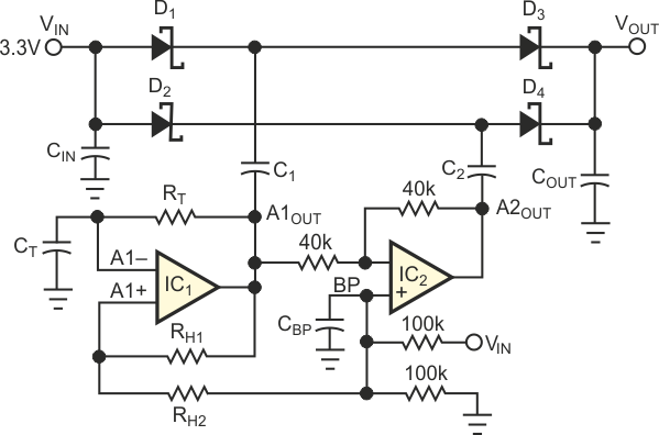 This equivalent circuit shows the innards of the LM4871LD audio amplifier.