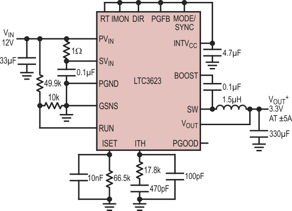 High Efficiency 12 V to 3.3 V 1 MHz Step-Down Regulator with Programmable Reference.