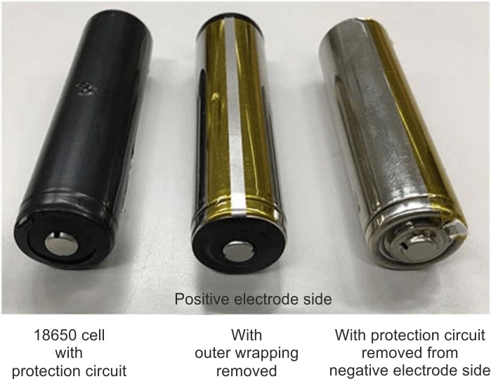 Unwrapping an 18650 that includes a protection circuit.