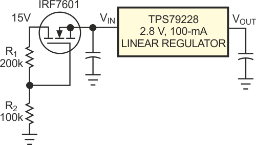 You can use a MOSFET switch to expand a low-dropout regulator's input-voltage range.