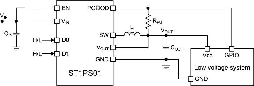 ST1PS01 application schematic