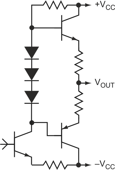 The typical class AB buffer (a) can use a number of bias circuits, including the VBE doubler (b).