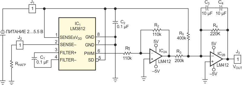 Основой схемы измерителя мощности служит недорогая микросхема формирователя ШИМ-сигнала.