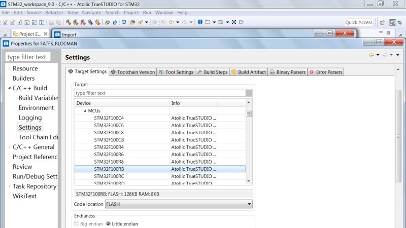 Atollic True Studio - урок по переносу проекта для STM32