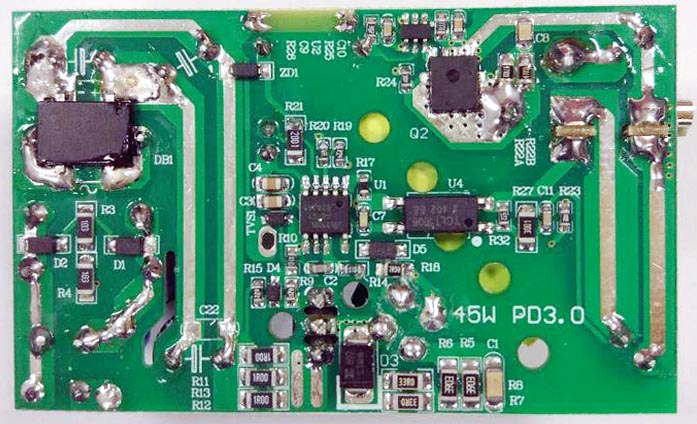 EV2 - оценочная плата 45-ваттного адаптера USB PD 3.0